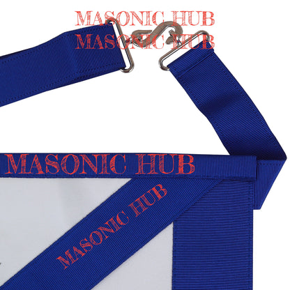 Master Mason Apron with Sequined All-Seeing Eye Emblem – Blue & White Masonic