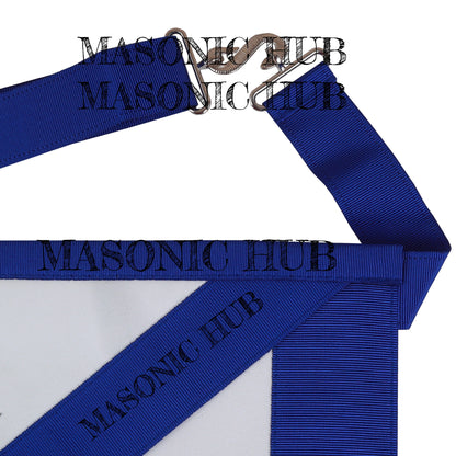 Master Mason Lambskin Apron with All-Seeing Eye Emblem – Blue & White Masonic