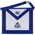 Master Mason Lambskin Apron with All-Seeing Eye Emblem – Blue & White Masonic My Store