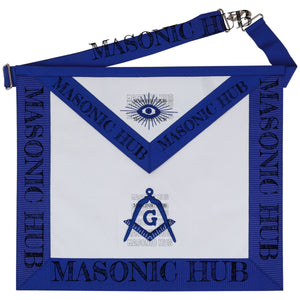 Master Mason Lambskin Apron with All-Seeing Eye Emblem – Blue & White Masonic My Store