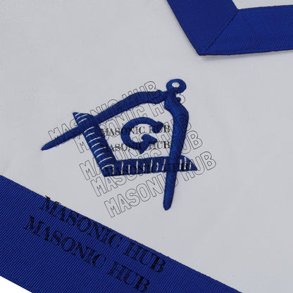 Master Mason Lambskin Apron with All-Seeing Eye Emblem – Blue & White Masonic
