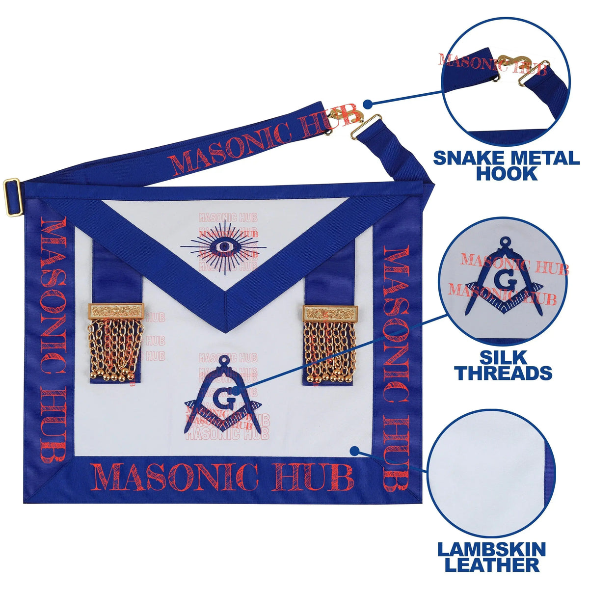 Masonic Regalia Master Mason Lambskin Apron with All-Seeing Eye Emblem Masonic Hub