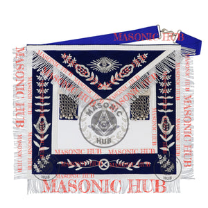 Freemason Royal Blue Velvet Masonic Past Master Apron with Silver Bullion Embroidery Masonic Hub