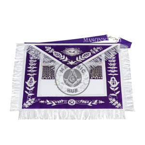 Royal Purple Masonic Past Master Apron with Silver Bullion Embroidery All-Seeing Eye Motif – Velvet Trim & Fringe Masonic Hub