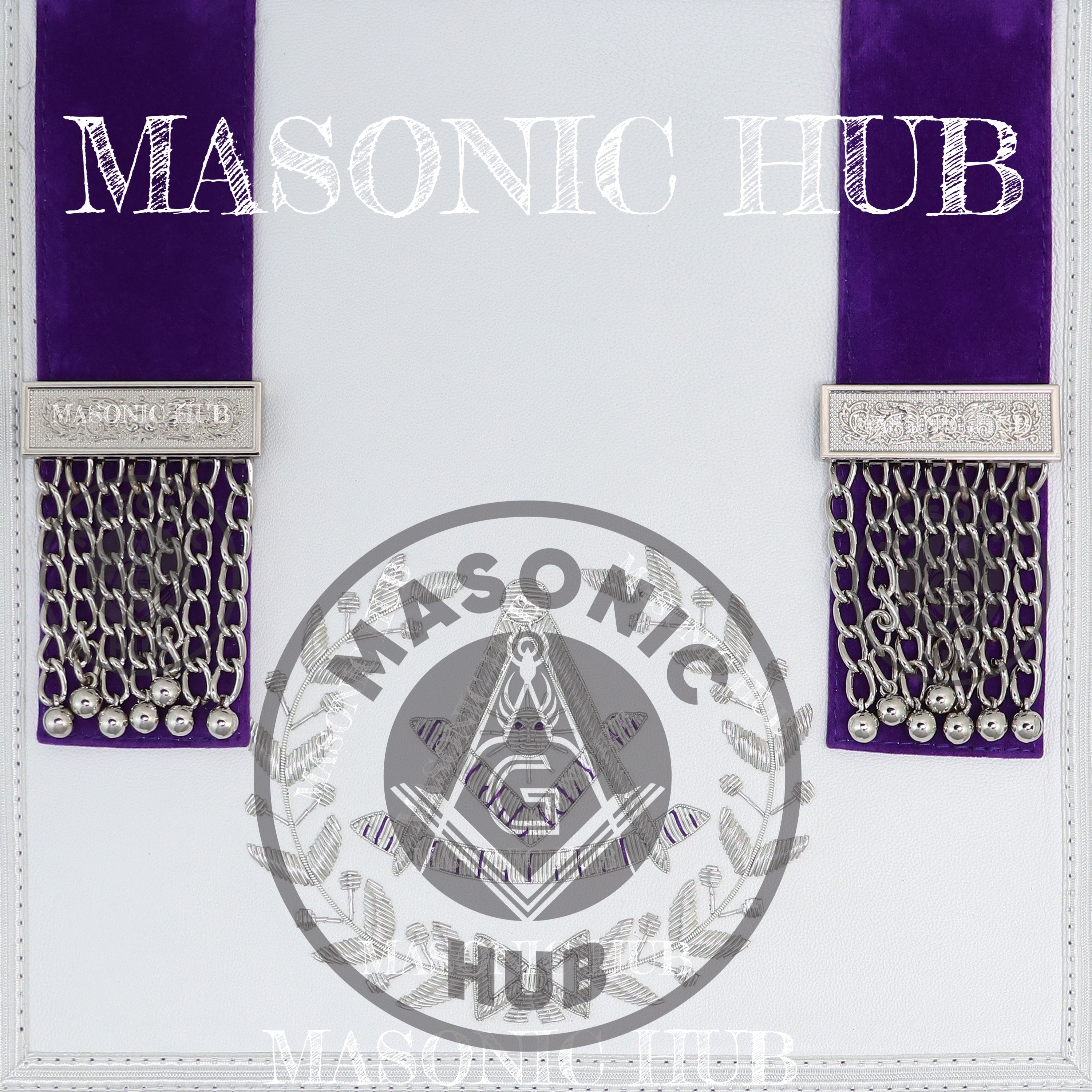 Royal Purple Masonic Past Master Apron with Silver Bullion Embroidery All-Seeing Eye Motif – Velvet Trim & Fringe Masonic Hub