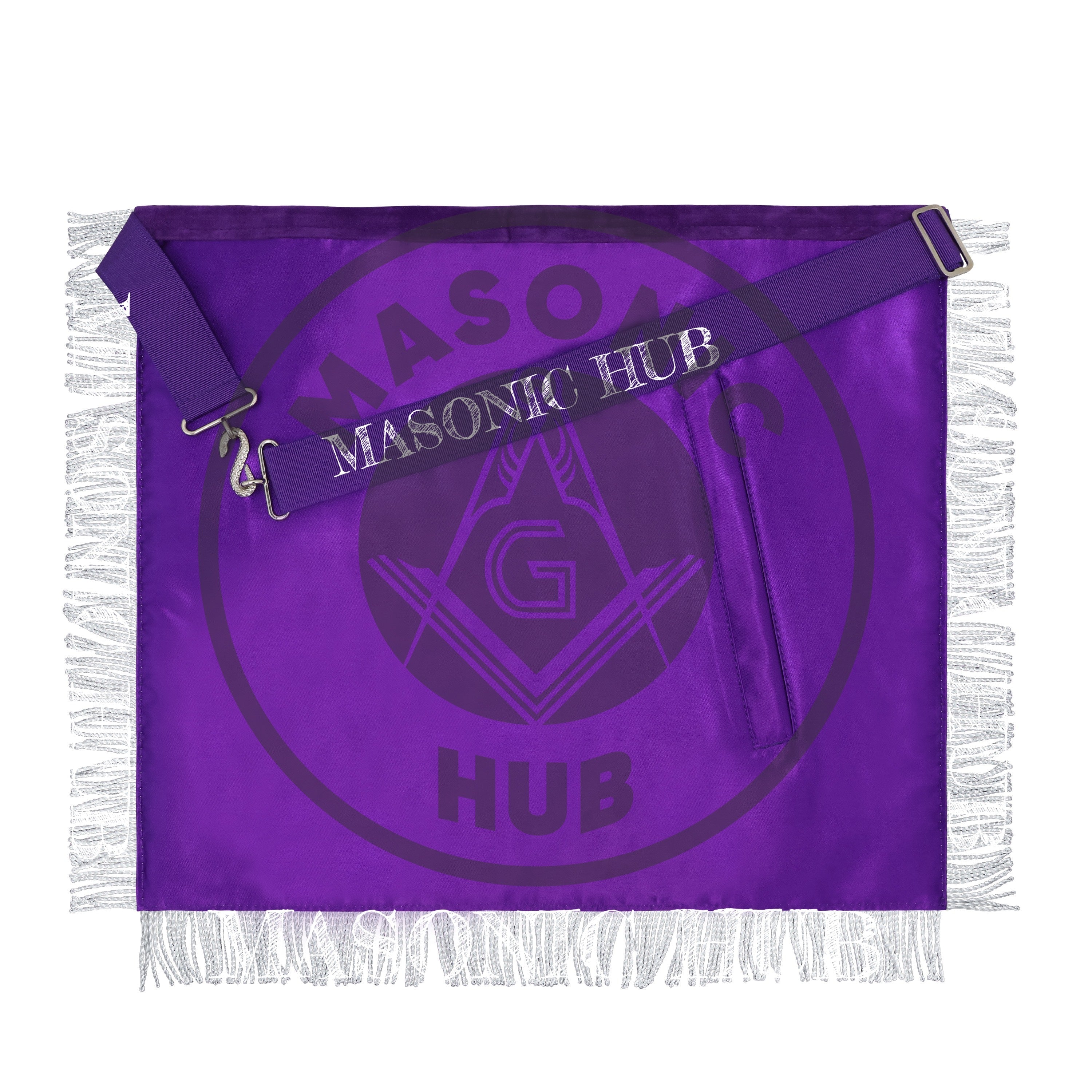 Royal Purple Masonic Past Master Apron with Silver Bullion Embroidery All-Seeing Eye Motif – Velvet Trim & Fringe Masonic Hub