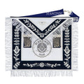 Masonic Past Master Apron – Hand-Embroidered Lambskin & Navy Blue Velvet with Silver Bullion Trim Masonic Hub