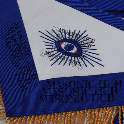 Masonic Master Mason Lambskin Apron with All-Seeing Eye Emblem Gold Mylar Fringe