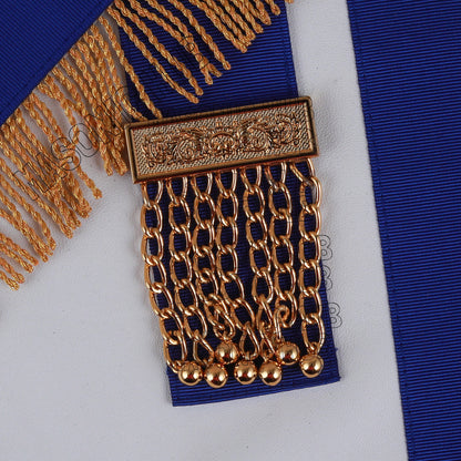 Masonic Master Mason Lambskin Apron with All-Seeing Eye Emblem Gold Mylar Fringe