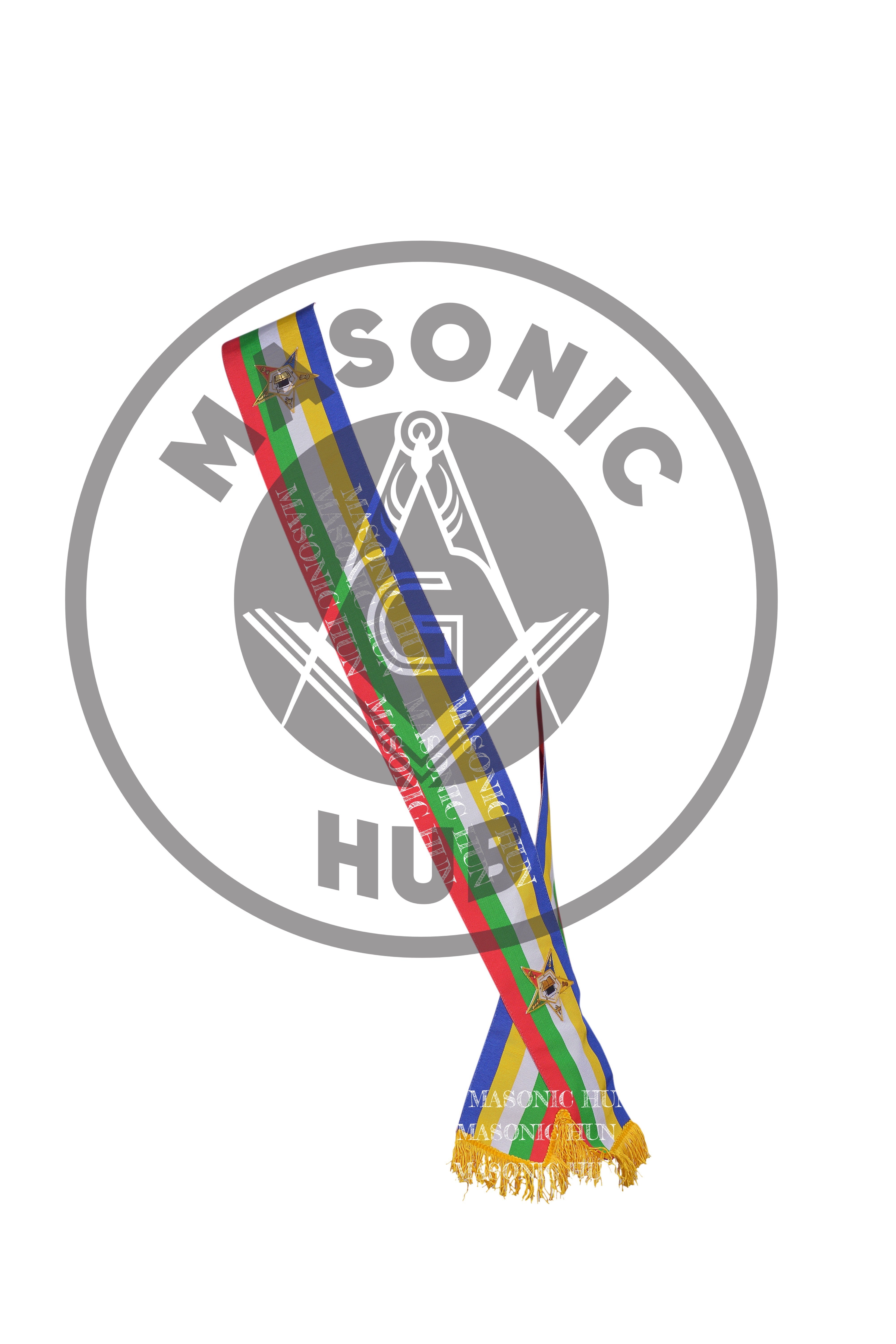 Reversible OES Sash with Hand-Embroidered Logo – Double-Sided Design with Amaranth Emblem & Gold Fringe Tassel Masonic Hub