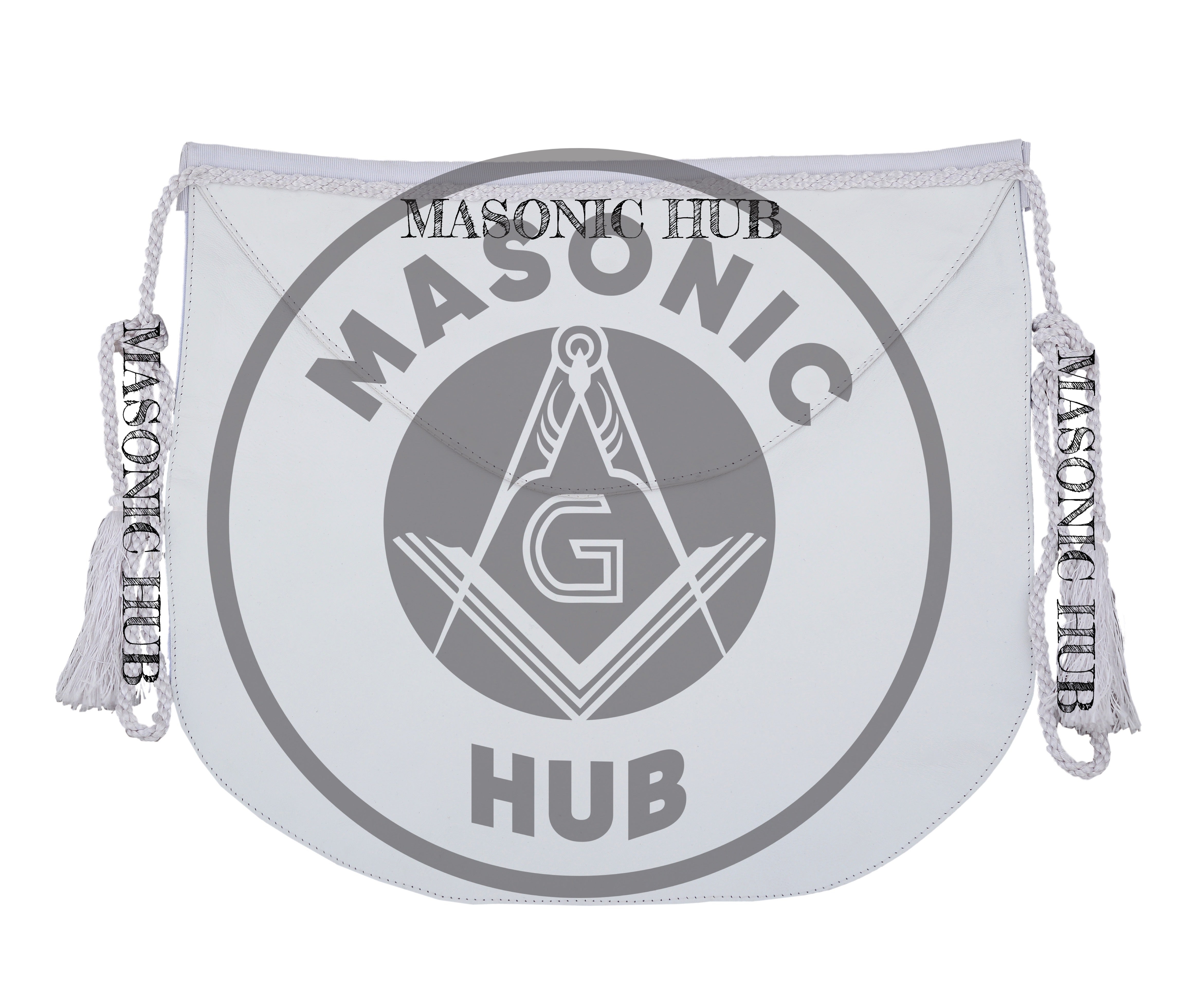 Masonic Candidate Rounded Apron – Lambskin Leather with White Tassels Entered