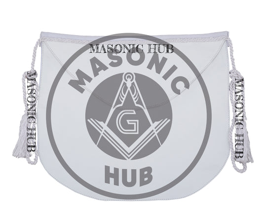 Masonic Candidate Rounded Apron – Lambskin Leather with White Tassels Entered