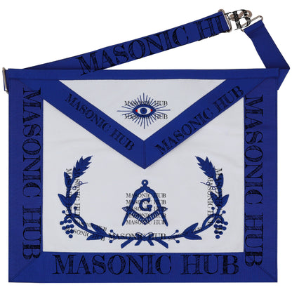 Masonic Master Mason Apron Lambskin Blue Silk Wreath & Grapes Freemason Regalia