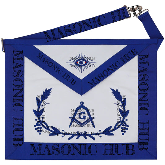 Masonic Master Mason Apron Lambskin Blue Silk Wreath & Grapes Freemason Regalia