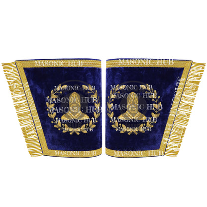 Masonic Grand Lodge Senior Warden Regalia Set – Hand Embroidered Lambskin Apron, Collar, Jewel & Cuffs – Gold Bullion Finish