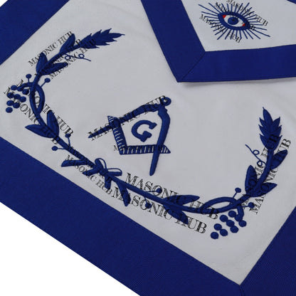 Masonic Master Mason Apron Lambskin Blue Silk Wreath & Grapes Freemason Regalia