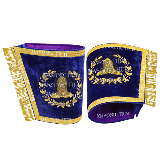 Masonic Grand Lodge Senior Warden Cuffs Set – Hand Embroidered Gold Bullion