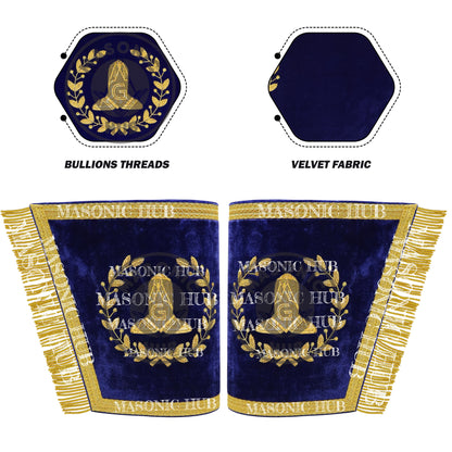 Masonic Grand Lodge Senior Warden Cuffs Set – Hand Embroidered Gold Bullion