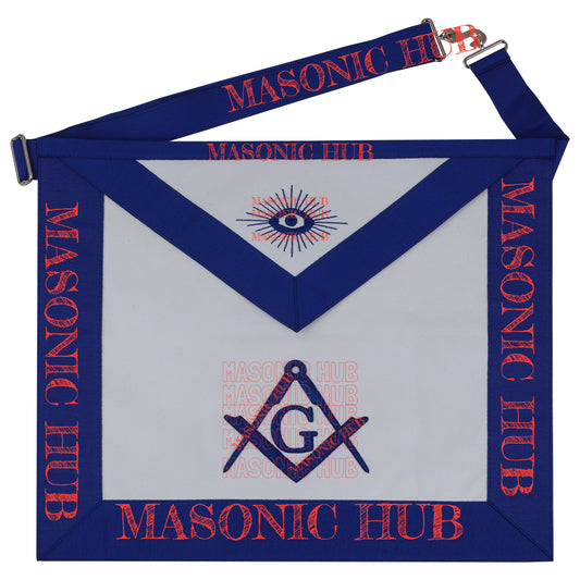 Masonic Master Mason Lambskin Apron Third Degree Blue Silk Embroidery Freemason