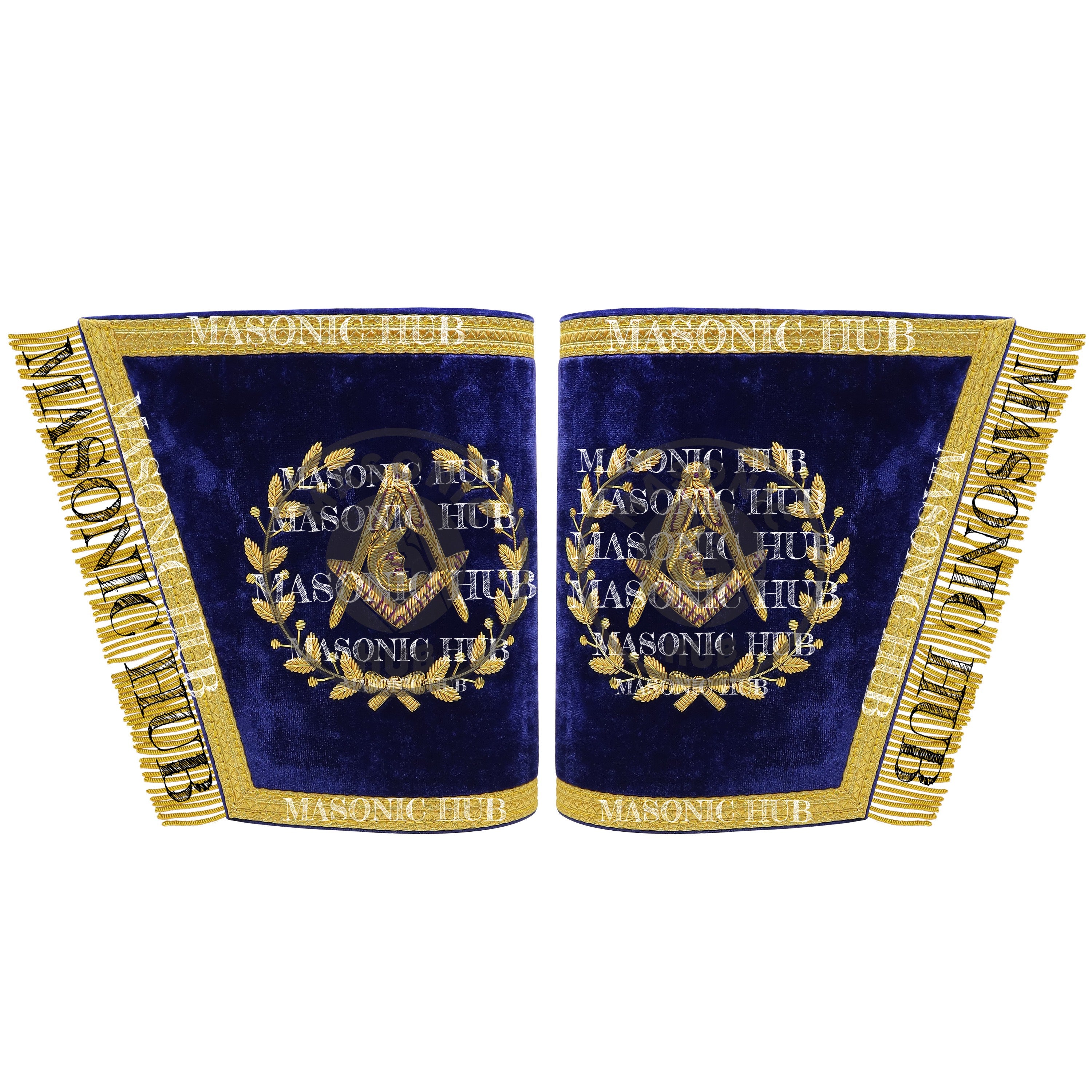 Masonic Grand Lodge Junior Deacon Cuffs Set – Hand Embroidered Gold Bullion