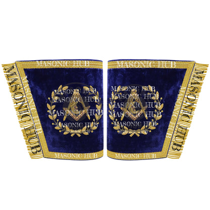 Masonic Grand Lodge Junior Deacon Cuffs Set – Hand Embroidered Gold Bullion