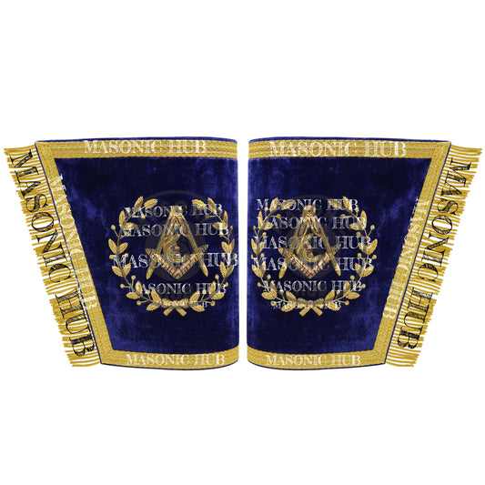 Masonic Grand Lodge Junior Deacon Cuffs Set – Hand Embroidered Gold Bullion