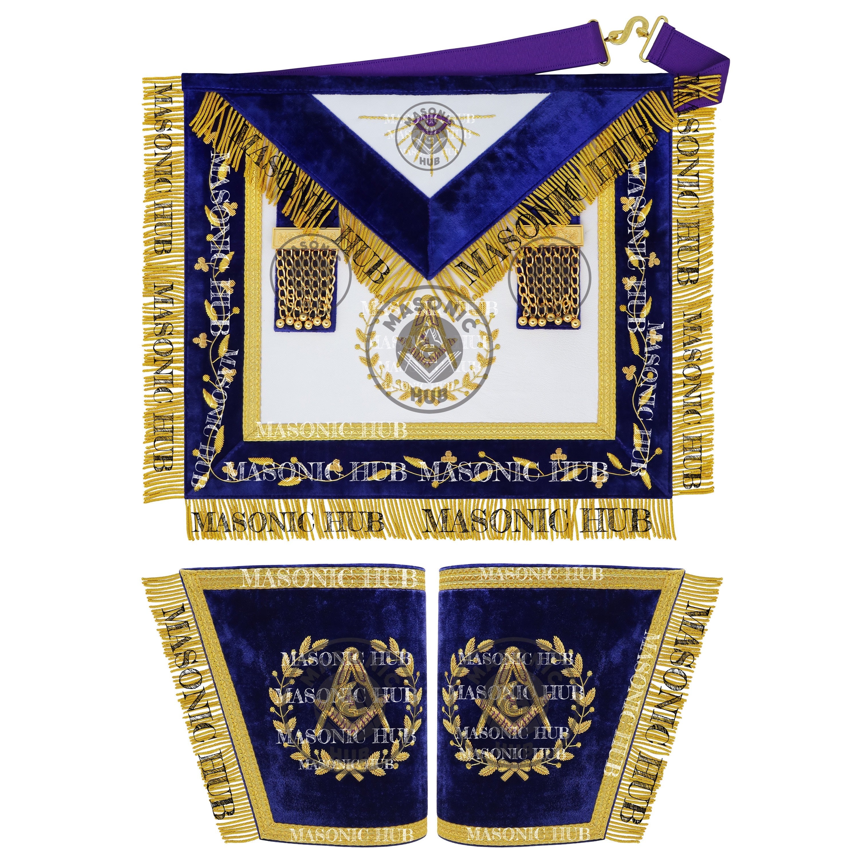 Masonic Grand Lodge Junior Deacon Regalia Set – Hand Embroidered Lambskin Apron Masonic Hub