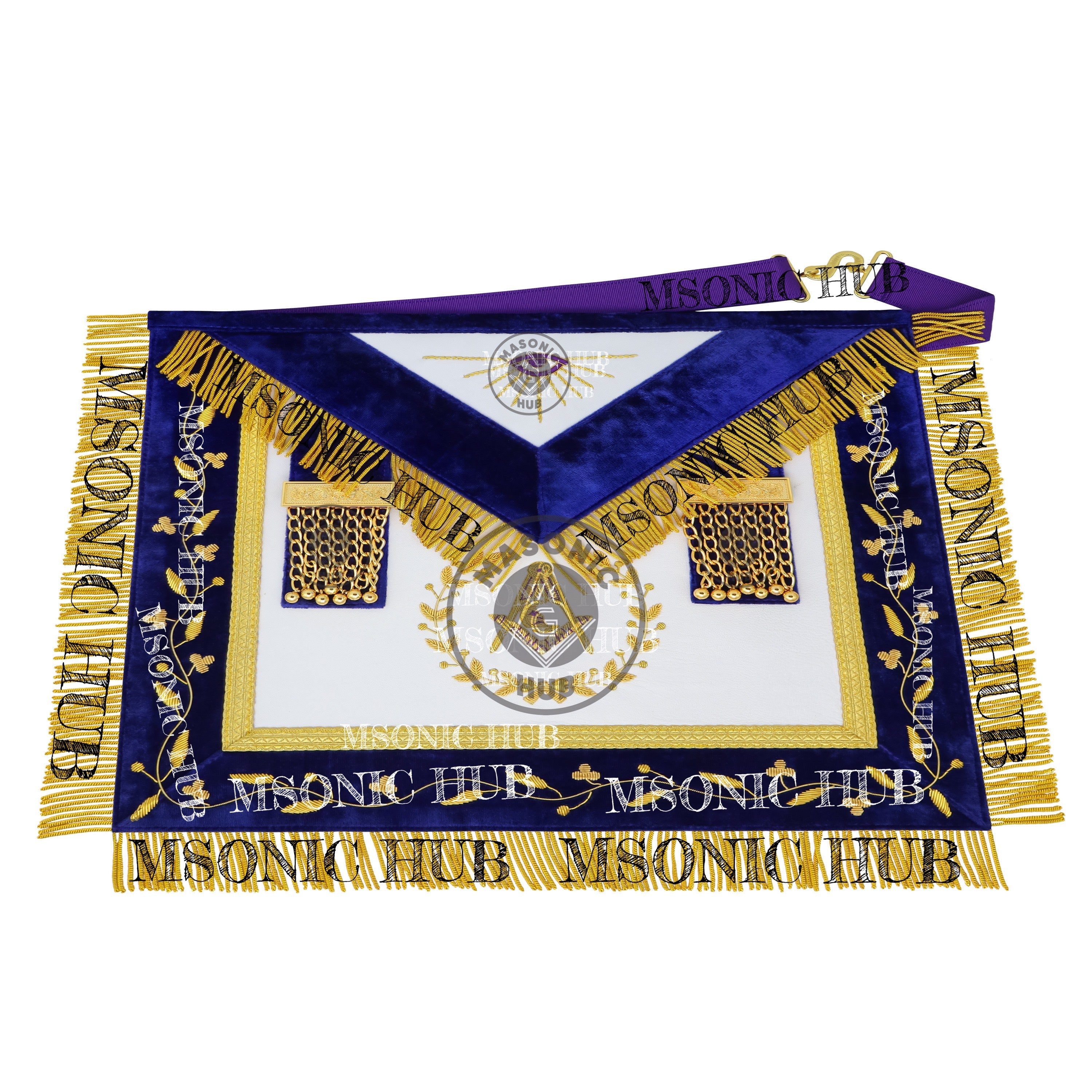 Masonic Grand Lodge Junior Deacon Regalia Set – Hand Embroidered Lambskin Apron Masonic Hub