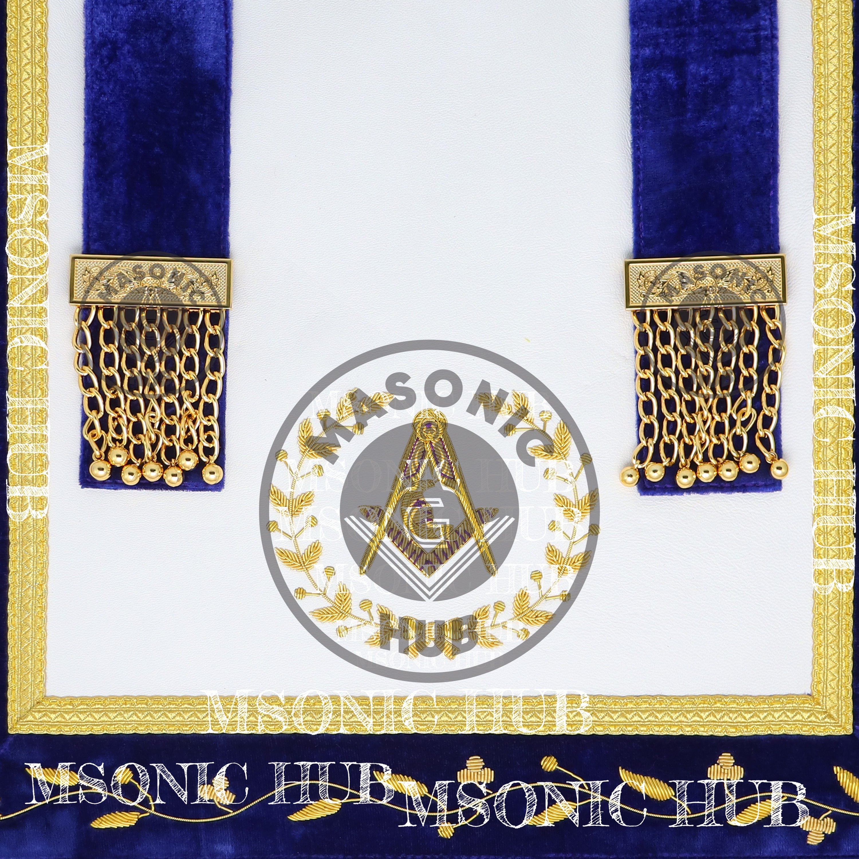 Masonic Grand Lodge Junior Deacon Regalia Set – Hand Embroidered Lambskin Apron Masonic Hub