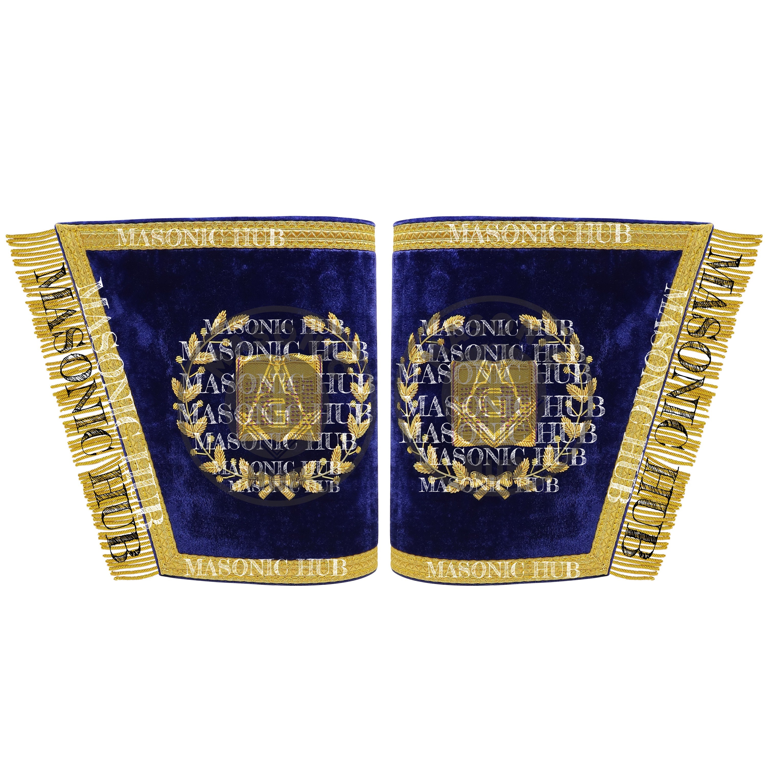 Masonic Grand Lodge Lecturer Cuffs Set – Hand Embroidered Gold Bullion