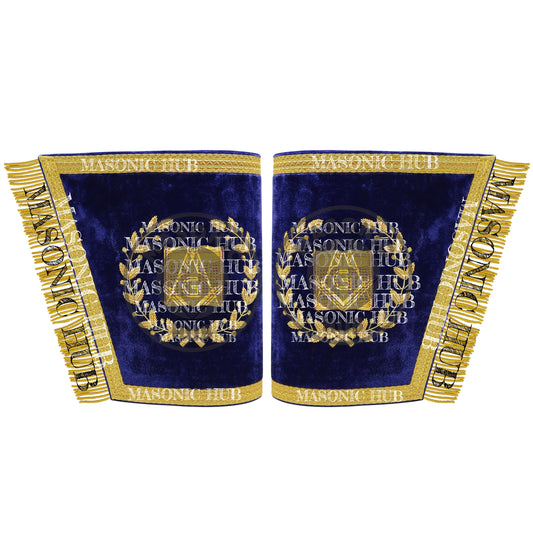 Masonic Grand Lodge Lecturer Cuffs Set – Hand Embroidered Gold Bullion
