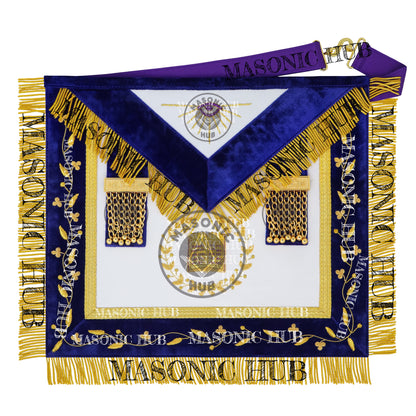Masonic Grand Lodge Lecturer Regalia Set – Hand Embroidered Lambskin Apron