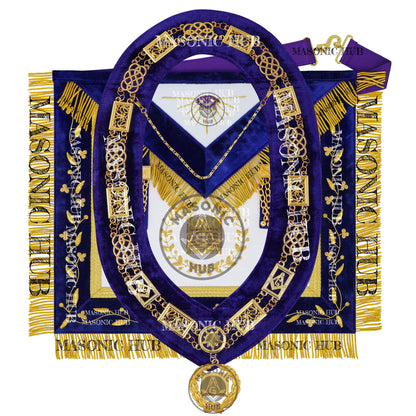 Masonic Grand Lodge Lecturer Regalia Set – Hand Embroidered Lambskin Apron
