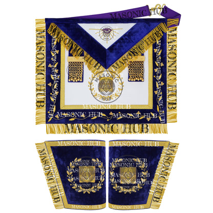 Masonic Grand Lodge Lecturer Regalia Set – Hand Embroidered Lambskin Apron