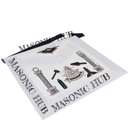 Masonic Past Master Tools Apron - Lambskin & Silk Threads - Hand Embroidered