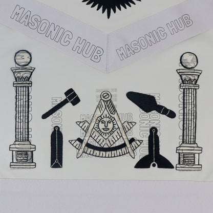 Masonic Past Master Tools Apron - Lambskin & Silk Threads - Hand Embroidered