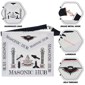 Masonic Past Master Tools Apron - Lambskin & Silk Threads - Hand Embroidered My Store
