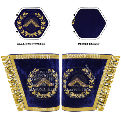 Masonic Grand Lodge Worshipful Master Cuffs Set – Hand Embroidered Gold Bullion