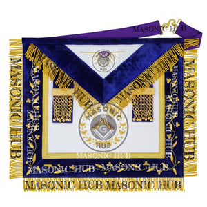 Grand Lodge Officer Aprons Set of 12 – Freemason Lambskin Regalia with Gold Bullion Hand Embroidery, Chain Collars, Jewels & Cuffs Masonic Hub