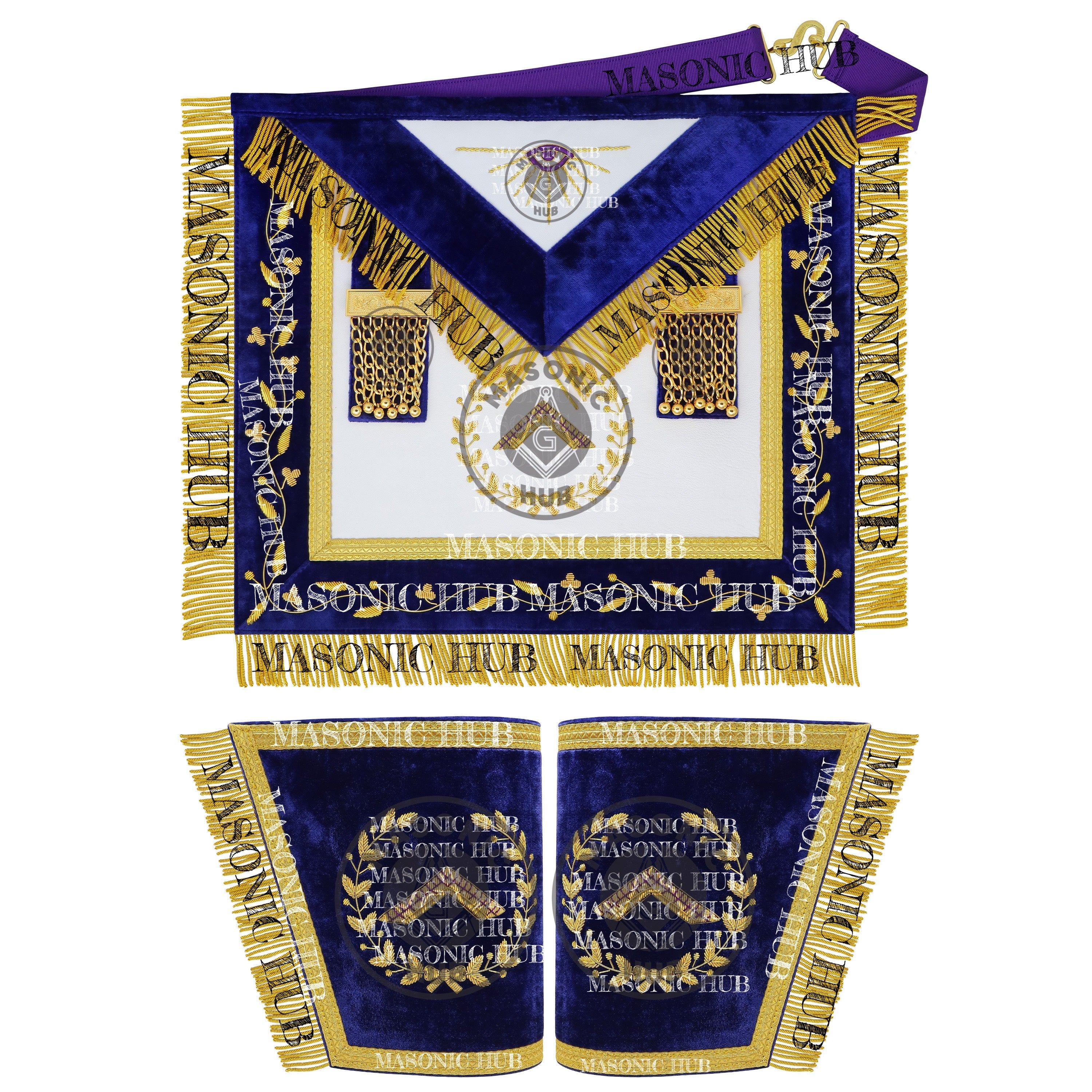 Masonic Grand Lodge Worshipful Master Regalia Set – Hand Made Lambskin Apron Masonic Hub