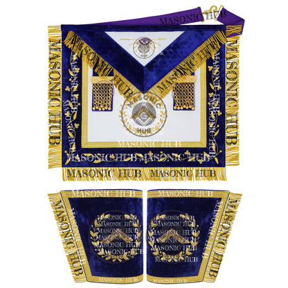 Masonic Grand Lodge Worshipful Master Regalia Set – Hand Made Lambskin Apron