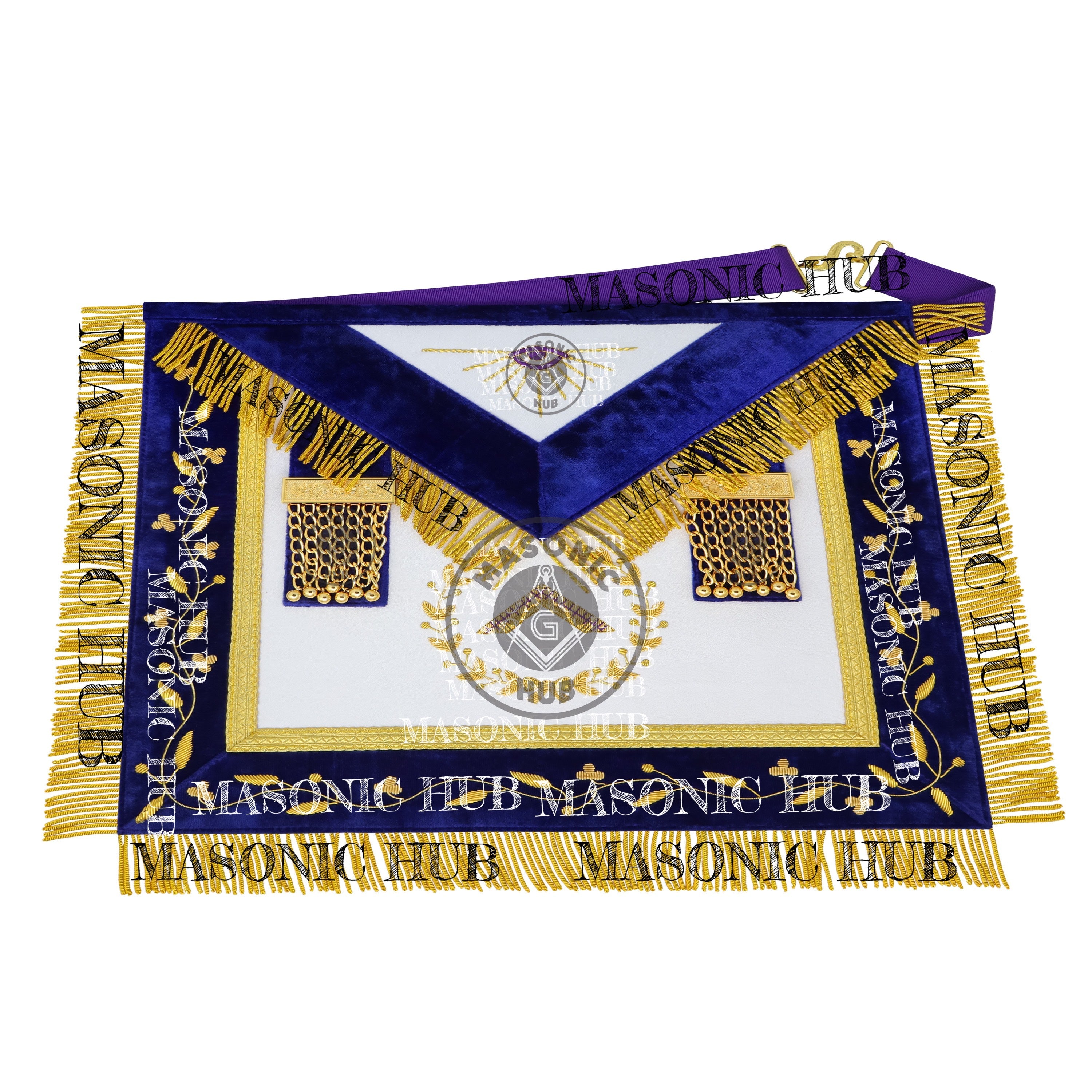 Masonic Grand Lodge Worshipful Master Regalia Set – Hand Made Lambskin Apron Masonic Hub