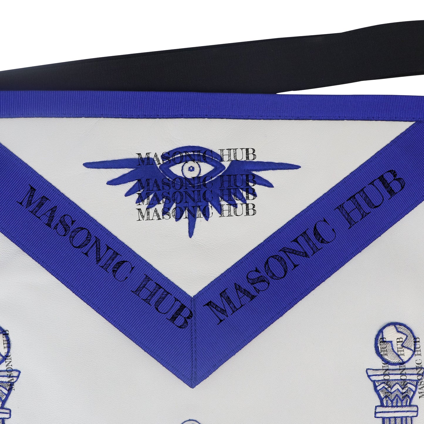 Masonic Past Master Working Tools Apron - Lambskin & Silk Threads - Hand Embroidered