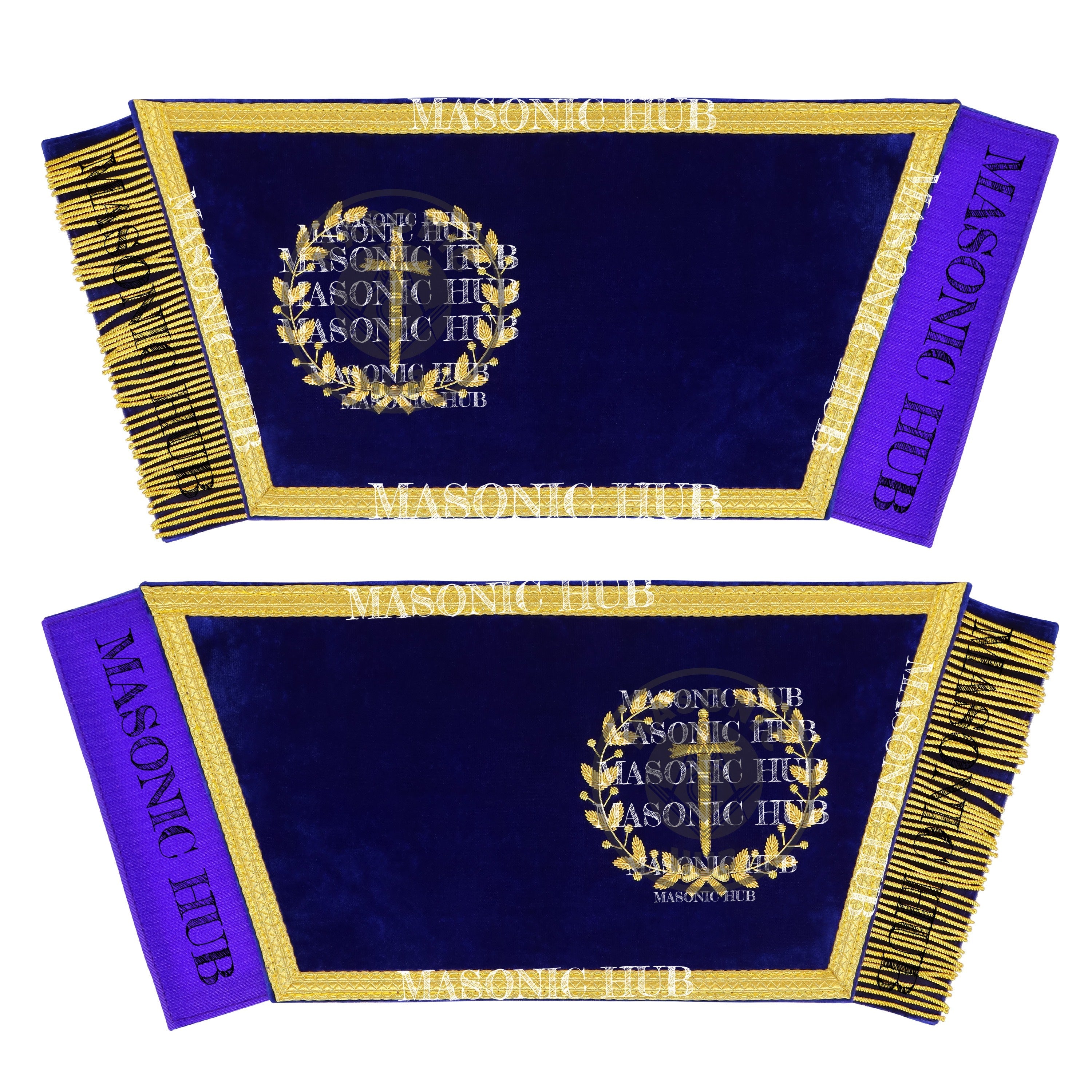 Grand Lodge Masonic Tyler Officer Cuffs – Handcrafted Gold Bullion Embroidery Masonic Hub