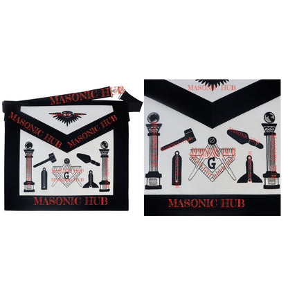 Handmade Masonic Master Mason Apron - Lambskin with Working Tools Embroidery