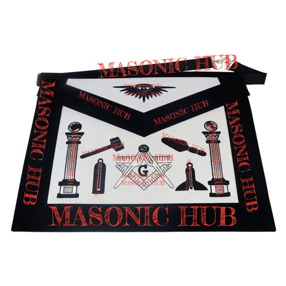 Handmade Masonic Master Mason Apron - Lambskin with Working Tools Embroidery