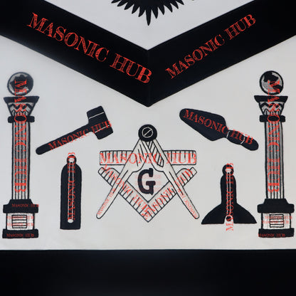 Handmade Masonic Master Mason Apron - Lambskin with Working Tools Embroidery