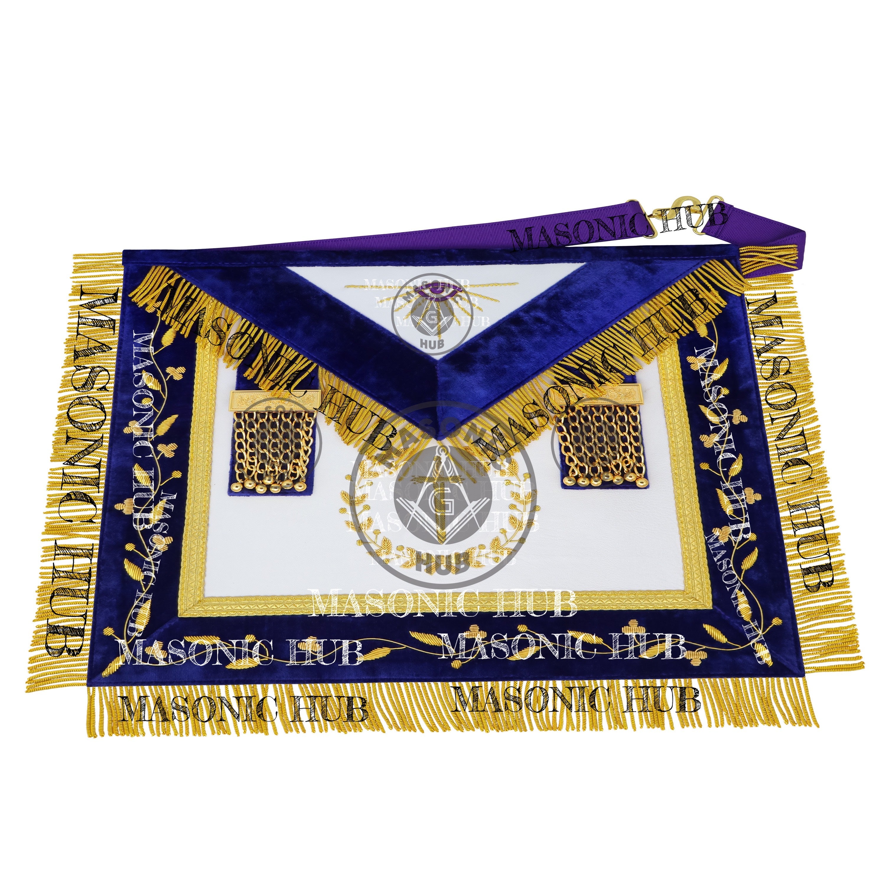 Masonic Grand Lodge Tyler Regalia Set – Hand Embroidered Lambskin Apron Masonic Hub