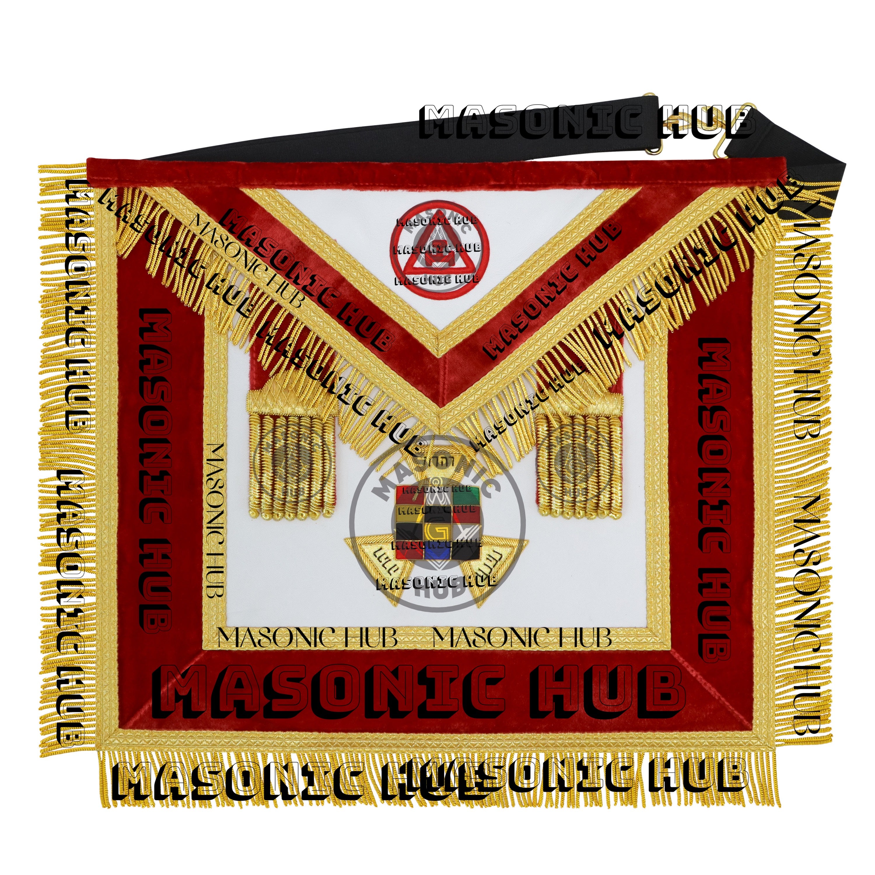 Past High Priest Royal Arch Apron – Red Velvet & Gold Bullion with Embroidered