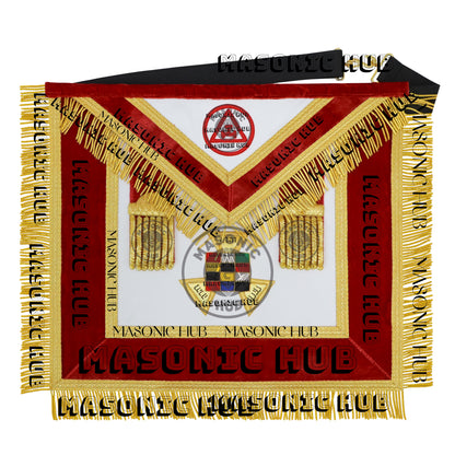 Past High Priest Royal Arch Apron – Red Velvet & Gold Bullion with Embroidered
